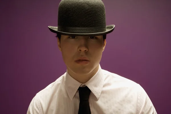 Man Wearing A Bowler Hat — Stock Photo, Image
