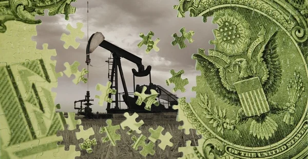 Pumpjack Composed With An American Dollar Bill — Stock Photo, Image