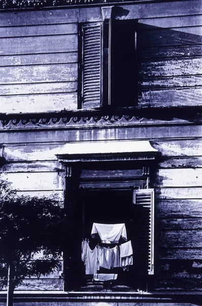 Laundry Hanging In Window — Stock Photo, Image