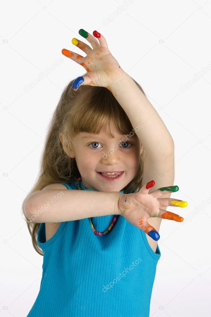 Girl With Paint On Her Fingers
