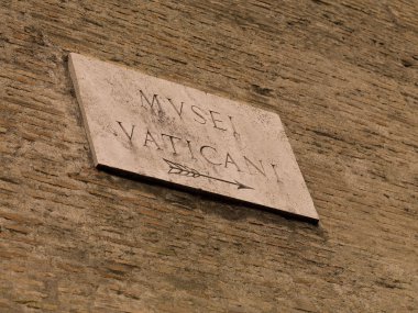 Vatikan Müzeleri işareti, Roma, İtalya