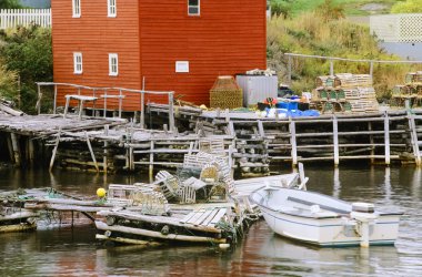 Lobster Traps And Boat, Newfoundland, Canada clipart