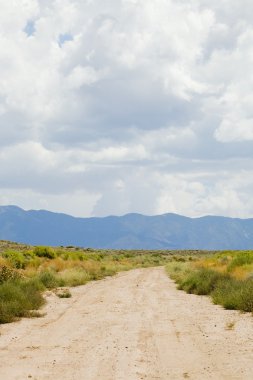 New mexico, ABD. dağlar mesafe ile çöl iz