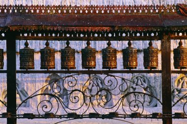 Buddhist Prayer Wheels, Swayambhunath Temple, Nepal clipart