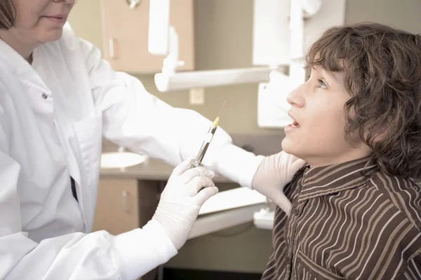 Boy About To Get Needle — Stock Photo, Image