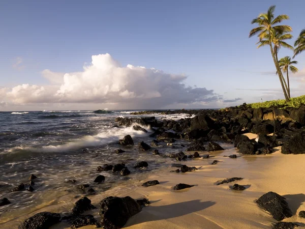 Skalnatá pláž, poipu, kauai, Havaj — Stock fotografie