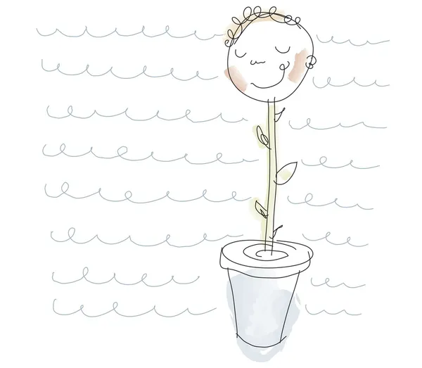 Illustrato bambino che cresce come pianta — Foto Stock