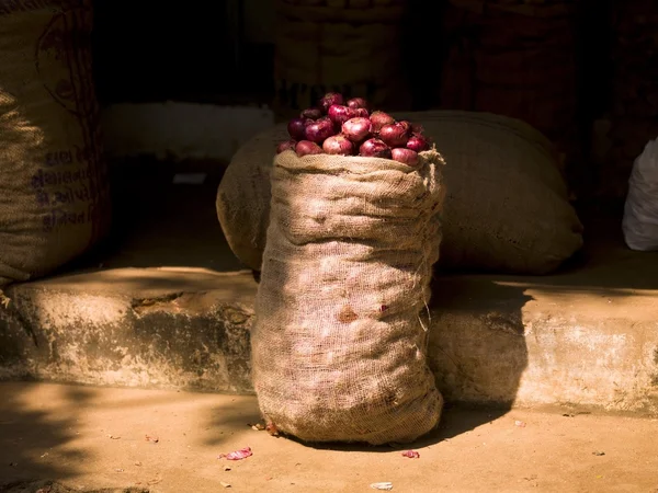 Sack Of Onions, Kerala, India — Stock Photo, Image