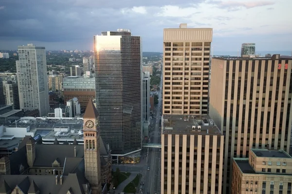 City view of skyscrapers and old city hall — Stock Photo, Image