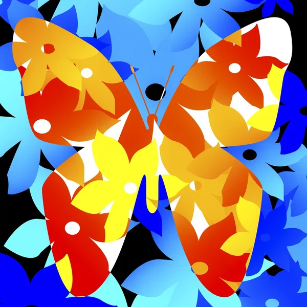 Λουλουδάτο μοτίβο σε σχήμα πεταλούδας — Φωτογραφία Αρχείου
