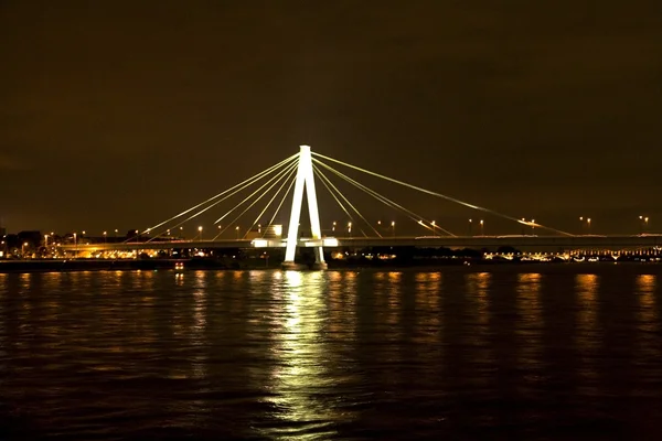 Rhen, Tyskland. Hängbron över floden Rhen — Stockfoto