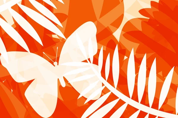 Ilustração de borboletas e folhas — Fotografia de Stock