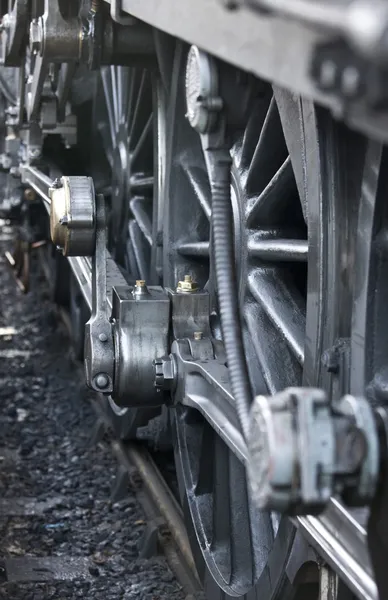 Close-up da roda do trem do motor a vapor — Fotografia de Stock