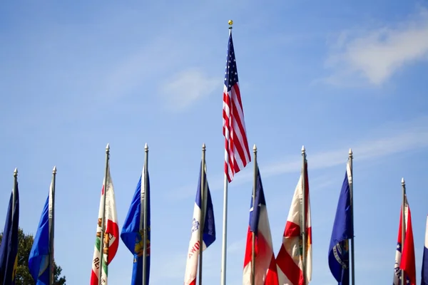 Banderas Americanas, Banderas Múltiples — Foto de Stock