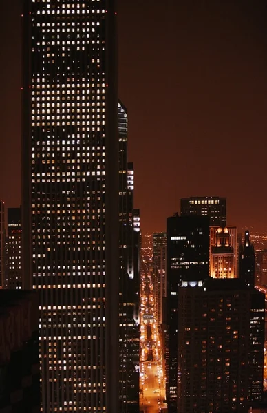 Chicago Cityscape At Night, Illinois, EUA — Fotografia de Stock