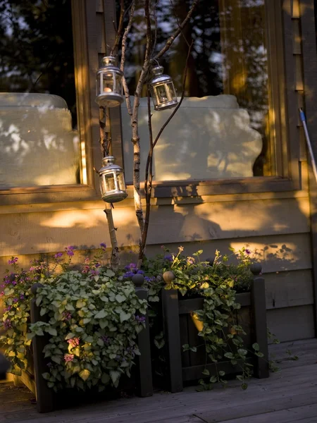 Candles On The Front Of A House — Stock Photo, Image