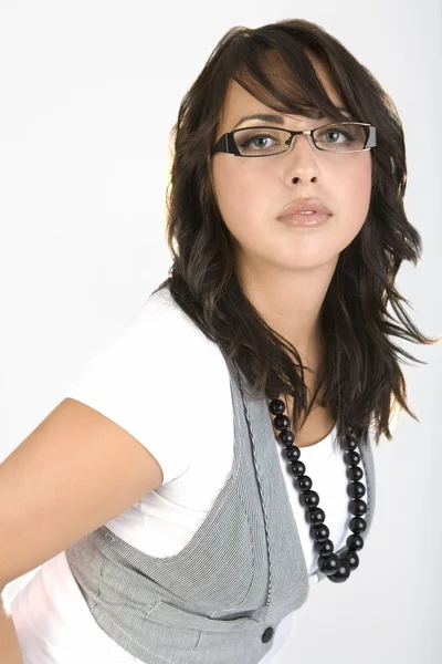 Woman Wearing Glasses And A Vest — Stock Photo, Image