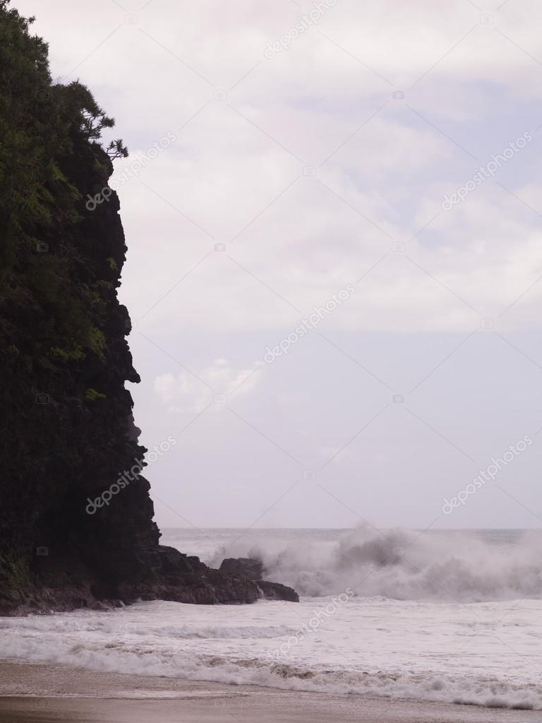 Waves Against A Cliff, Napali Coast State Park, Kauai, Hawaii