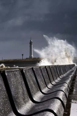 Waves Crushing Against Barrier, Sunderland, Tyne And Wear, England clipart