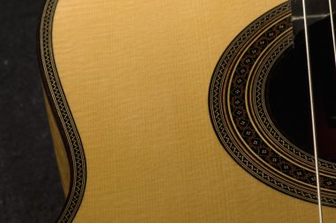 Akustik gitarın yakın plan görüntüsü