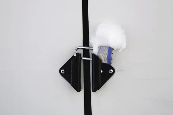 Lock On Door Handles Covered With Snow — Stock Photo, Image