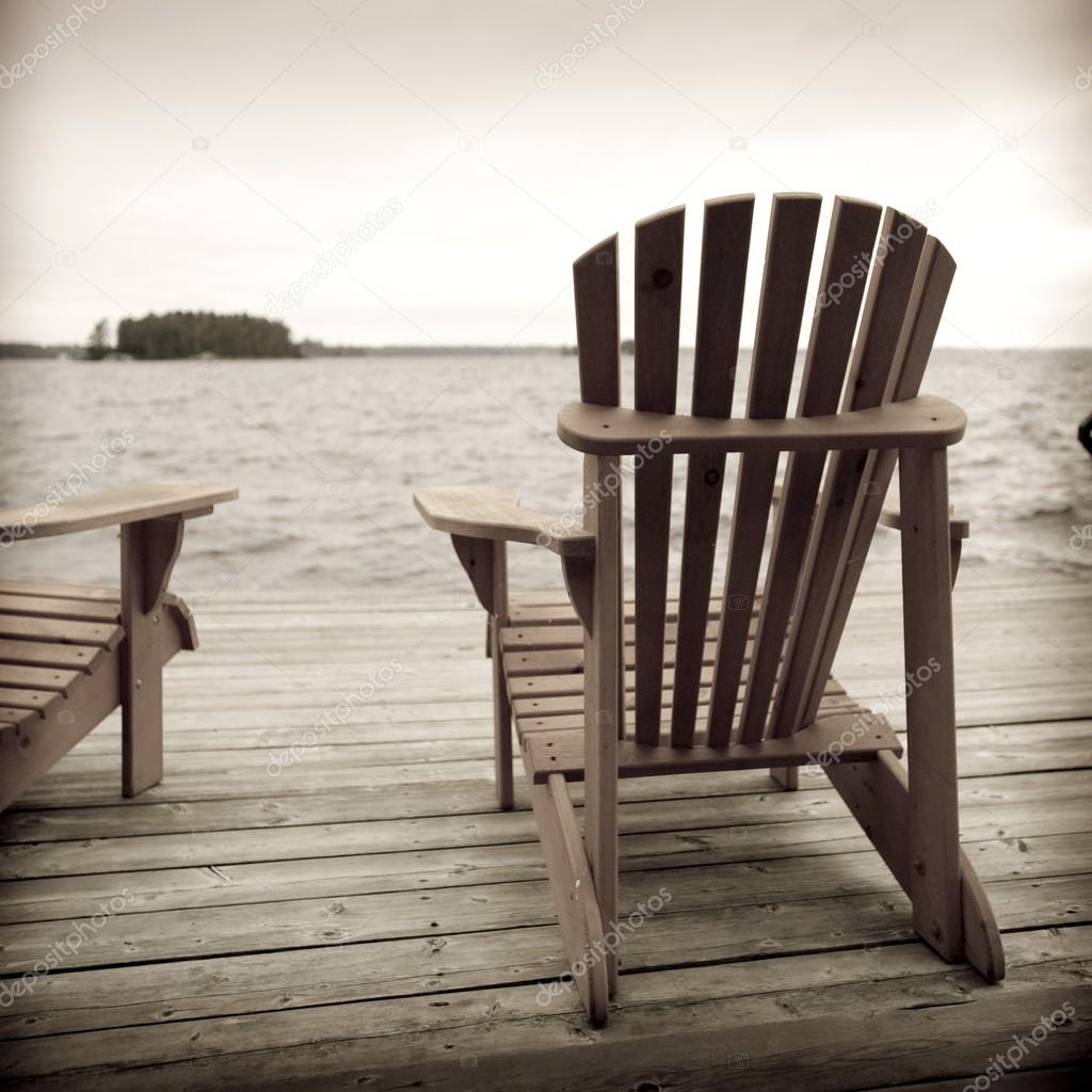 Adirondack Chairs On Deck, Muskoka, Ontario, Canada