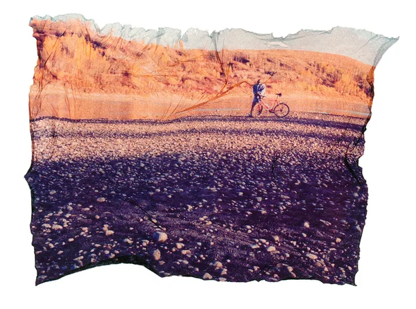 Bisikletçi suluboya kağıdı üzerine — Stok fotoğraf