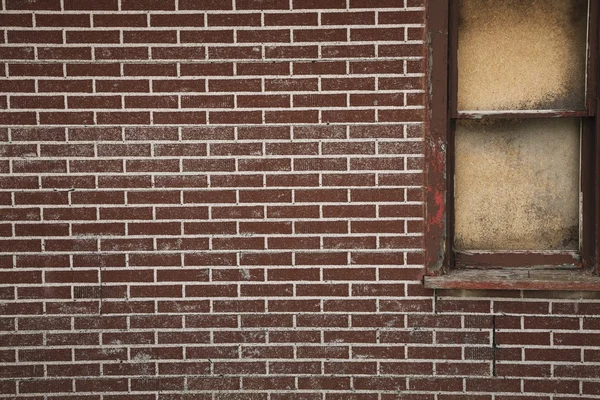 Red Brick Wall With A Boarded Up Window — Stock Photo, Image