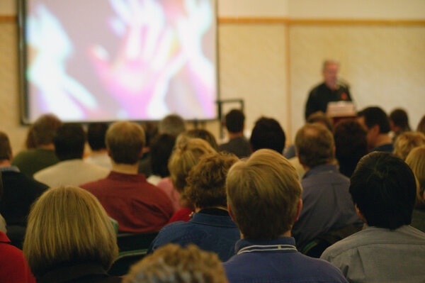 Church Congregation Watching Video