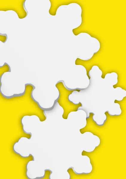 黄色背景的程式化的雪花 — 图库照片