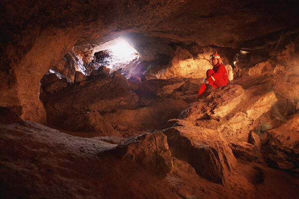 Cave And Woman Caver