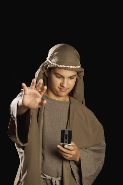 Jesus Using A Cellphone — Stock Photo, Image