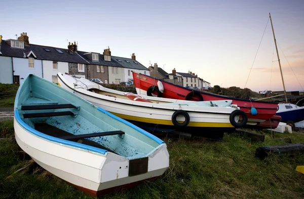 Tekneler, craster, northumberland, İngiltere — Stok fotoğraf