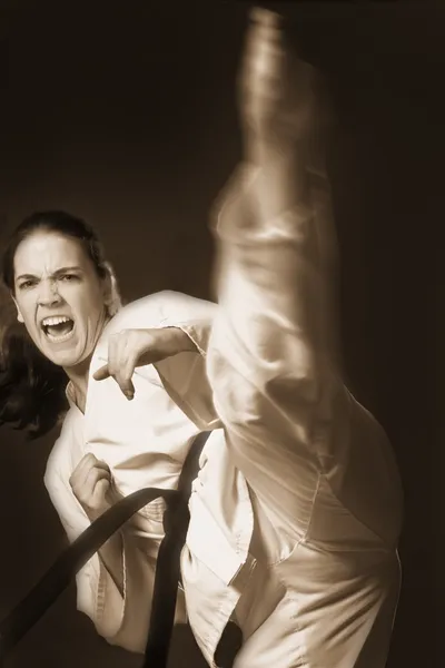 Woman Performing Martial Arts — Stock Photo, Image