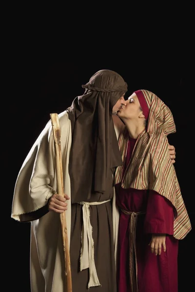 Les gens habillés comme Marie et Joseph — Photo
