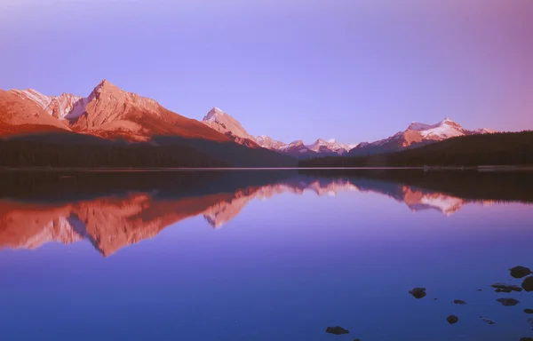 Lago Maligne con Montaña —  Fotos de Stock