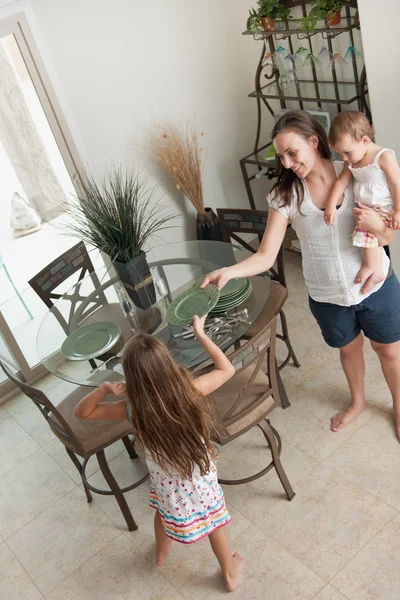 Setting The Table Together — Stock Photo, Image