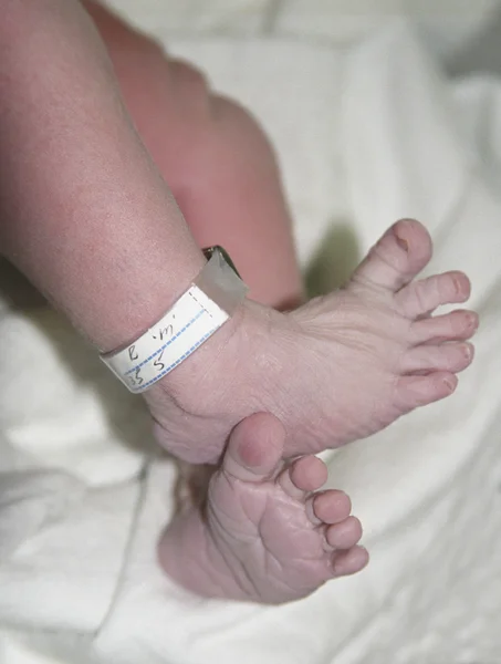 Benen en voeten van pasgeboren baby — Stockfoto