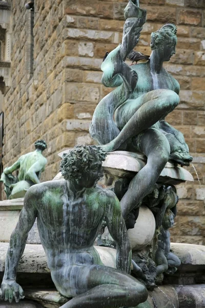 Bronze Satyrs Sea Nymphs On The Fountain Of Neptune — Stock Photo, Image