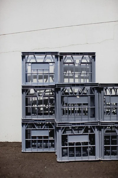 Stacked Empty Milk Crates. — Stock Photo, Image