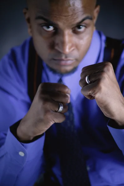 Businessman With Fists Raised — Stock Photo, Image