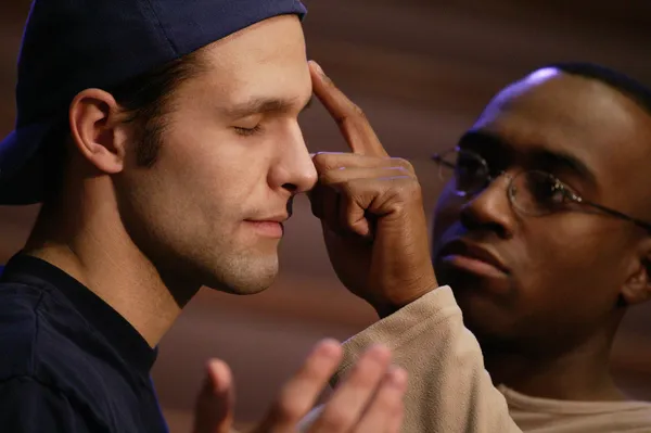 Man Being Anointed With Oil — Stock Photo, Image