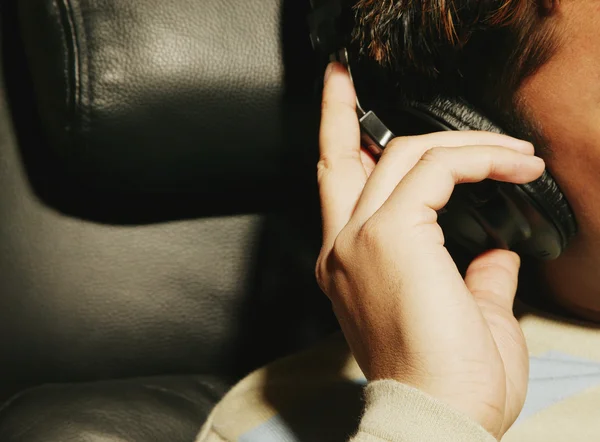Listening To Music On Headphones — Stock Photo, Image