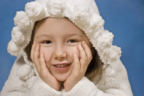 Portrait Of A Young Girl In Robe With Hood — Stock Photo, Image