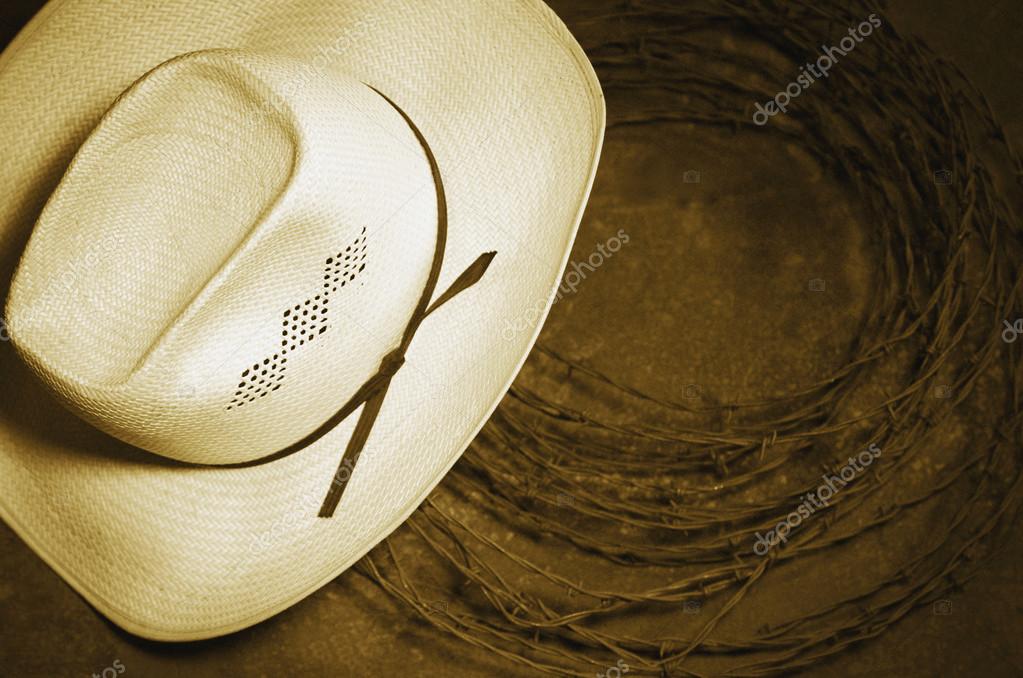 Cowboy Hat And Barbed Wire Still Life Stock Photo by ©DesignPicsInc