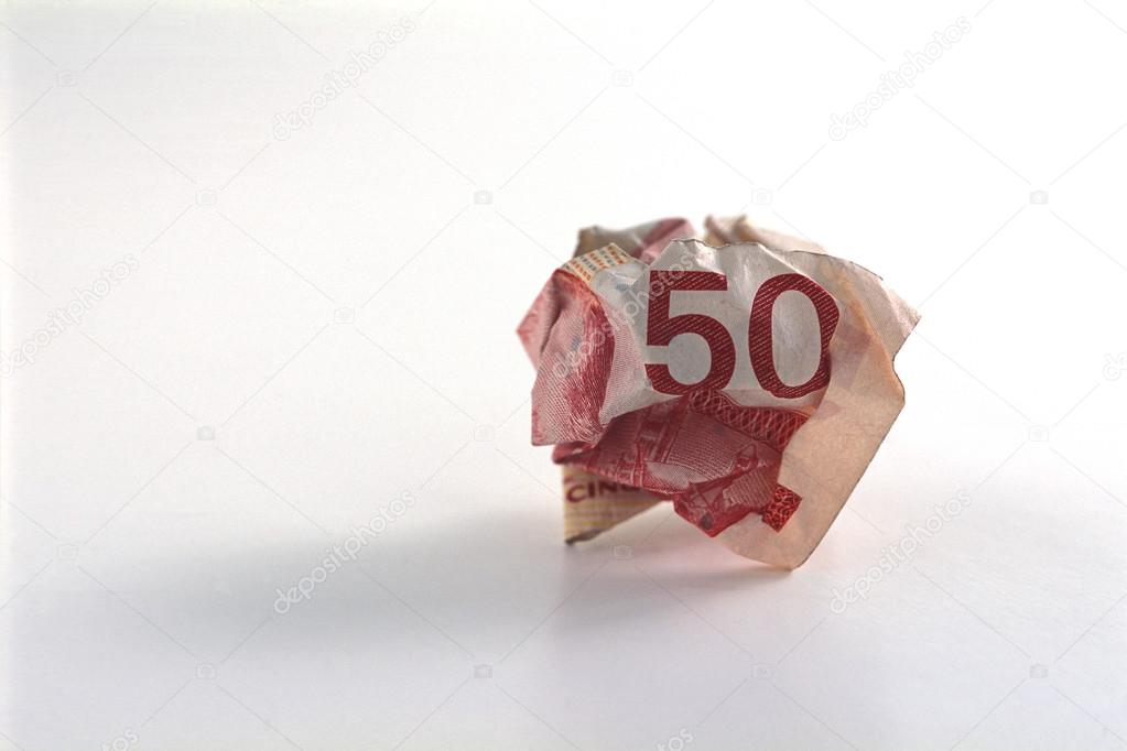 Crumpled Fifty Dollar Bill