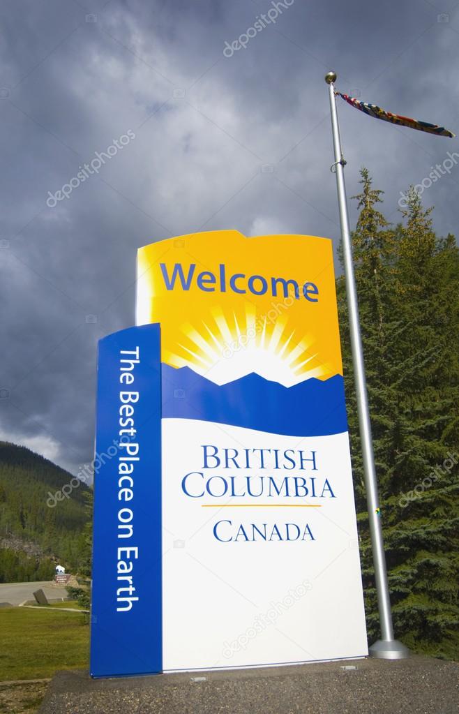 Sign Saying 'Welcome To British Columbia'. British Columbia, Canada
