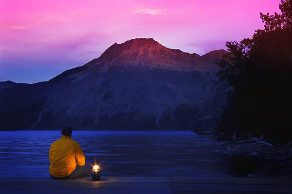 Man On Dock At Dusk — Stock Photo, Image