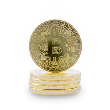 Altını Kapat bitcoin beyaz arkaplanda izole edildi.