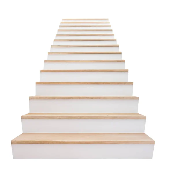 白い背景に隔離された木製の階段 — ストック写真